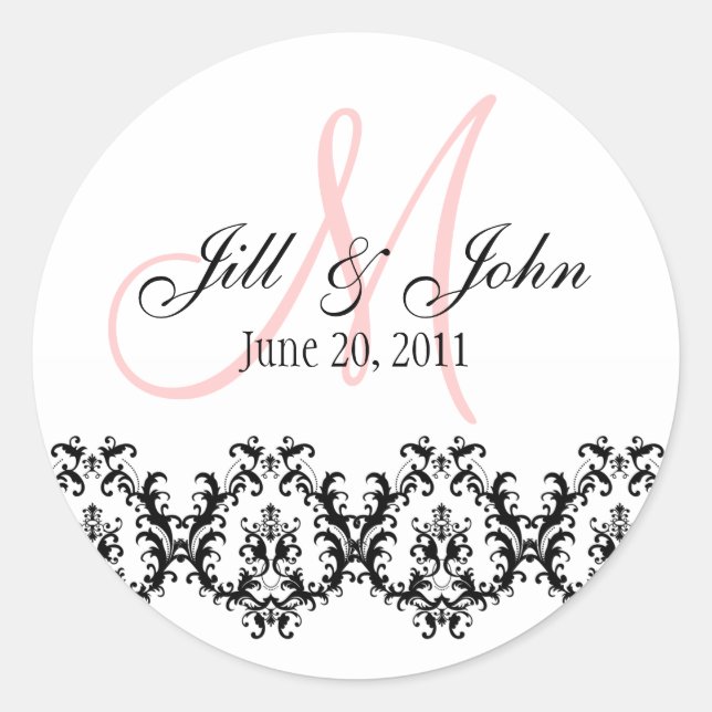 Elegante Wedding Monogram Save the Date Aufkleber (Vorderseite)