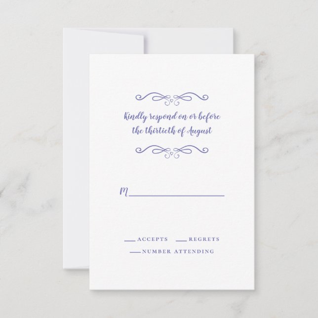 Elegante Wedding Periwinkle Classic Minimalistisch RSVP Karte (Vorderseite)