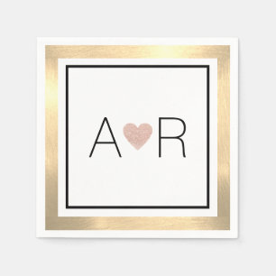 Elegante Wedding Pink Heart Monogram Serviette