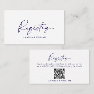 Elegante Wedding Registry Card mit QR Code Begleitkarte
