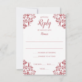Elegante Wedding Response Card | Nadine (rot) Einladung