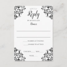 Elegante Wedding Response Card | Nadine (schwarz)