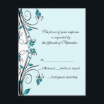 Elegante Wedding Response Card RSVP Karte<br><div class="desc">Elegante Hochzeitskarte,  mit hübschen grafischen Bildern von Wirbel mit aquamariner Blume aus schwarzem Stiel,  auf der links Seite,  mit einem aquamarinischen Textbereich. Perfekt mit unseren passenden Einladungen und Gehäusekarten. Passen Sie den weißen Text an,  um Ihren Bedürfnissen Anzug.</div>