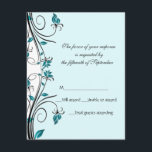 Elegante Wedding Response Card RSVP Karte<br><div class="desc">Elegante Hochzeitskarte,  mit hübschen grafischen Bildern von Wirbel mit aquamariner Blume aus schwarzem Stiel,  auf der links Seite,  mit einem aquamarinischen Textbereich. Perfekt mit unseren passenden Einladungen und Gehäusekarten. Passen Sie den weißen Text an,  um Ihren Bedürfnissen Anzug.</div>