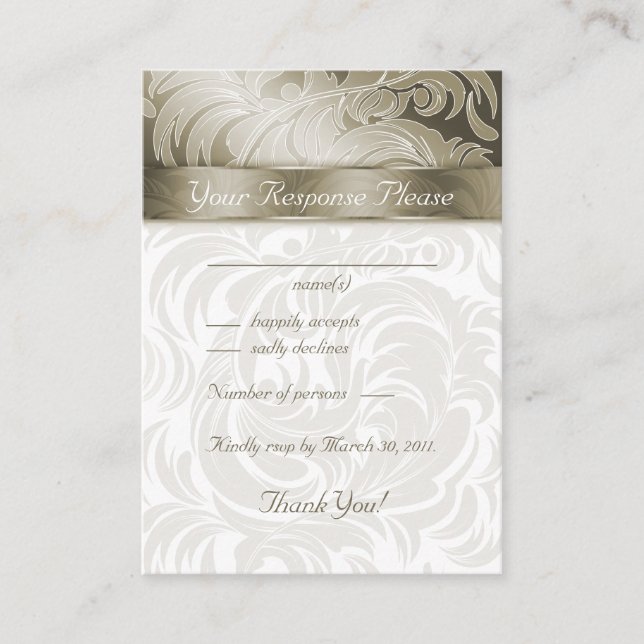 Elegante Wedding Response Cards Blumenleaf Gold Begleitkarte (Vorderseite)