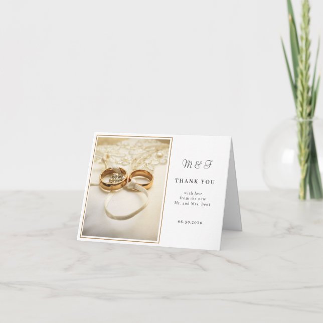 Elegante Wedding Rings Dankeschön Card Dankeskarte (Vorderseite)