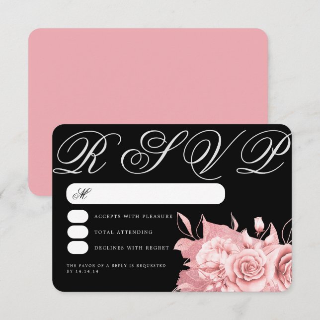 Elegante Wedding Rose Goldene Flora UAWG RSVP Karte (Vorne/Hinten)