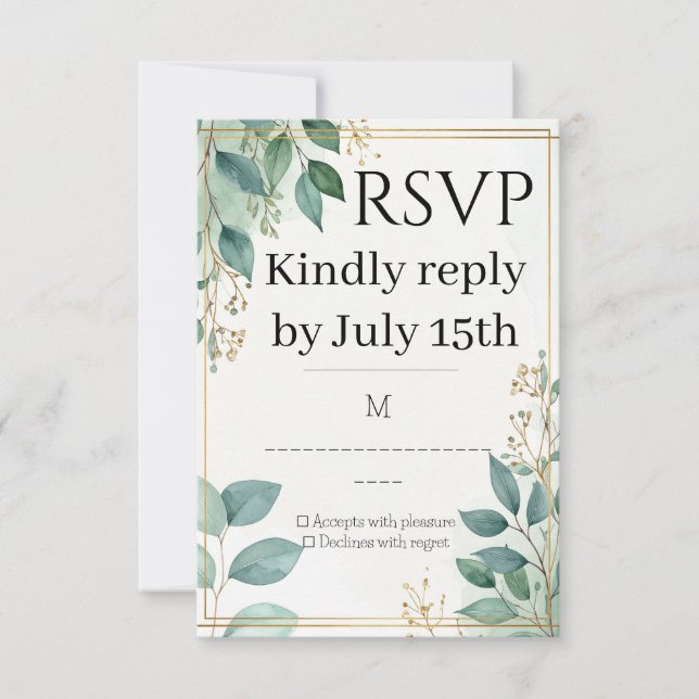 Elegante Wedding RSVP Card Karte (Vorderseite)