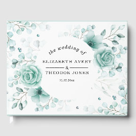 Elegante Wedding Salbei Grüntöne Floral Gästebuch