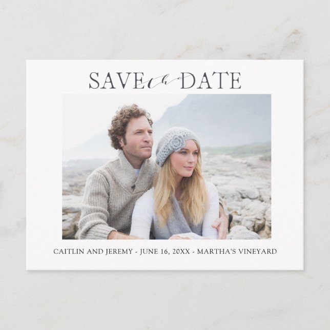 Elegante Wedding Save the Date Foto Postkarte (Vorderseite)