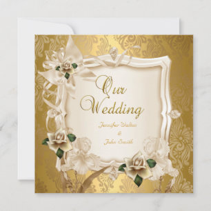 Elegante Wedding Sepia Cream Gold Rose Einladung