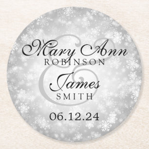 Elegante Wedding Silver Winter Wonderland Runder Pappuntersetzer