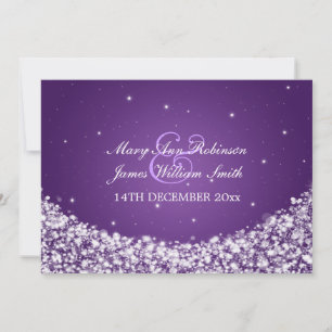 Elegante Wedding Star Sparkle Lila Einladung