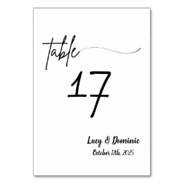 Elegante Wedding Tischnummer Card