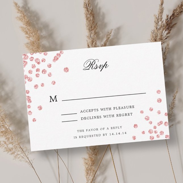 Elegante Wedding UAWG Rose Gold Champagne Confetti RSVP Karte (Elegant Wedding RSVP Rose Gold Champagne Confetti )