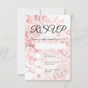 Elegante Wedding UAWG Simple Floral Black Rose Gol RSVP Karte