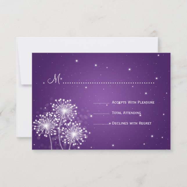 Elegante Wedding UAWG Summer Sparkle Lila RSVP Karte (Vorderseite)
