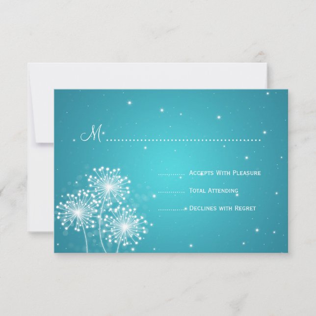 Elegante Wedding UAWG Summer Sparkle Türkis RSVP Karte (Vorderseite)