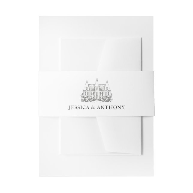 Elegante Wedding Venue Sketch Einladungsbanderole (Vorderseite Beispiel)