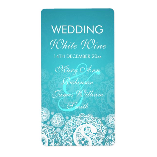 Elegante Wedding Wine Label Paisley Lace (Vorne)
