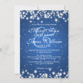 Elegante Wedding Winter Sparkle Blue Einladung