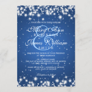 Elegante Wedding Winter Sparkle Blue Einladung