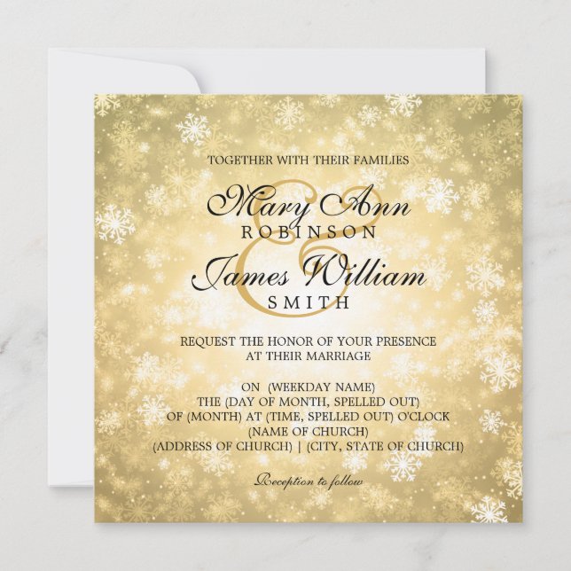 Elegante Wedding Winter Wonderland Einladung (Vorderseite)