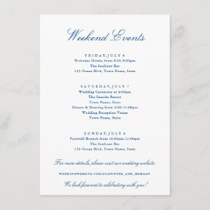 Elegante Weekend Events Navy Blue Wedding Begleitkarte