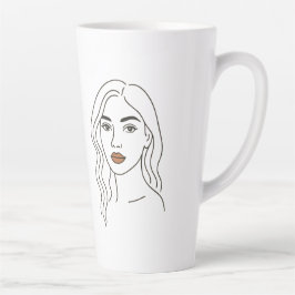 Elegante weibliche Linienkunst-Porträt – minimalis Milchtasse