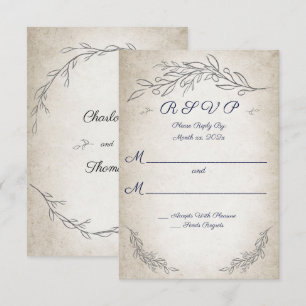 Elegante weiche Blätter mit RSVP-Karte RSVP Karte