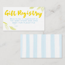 Elegante weiche blaue und gelbe Geschenkregistrier