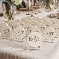 Elegante weiche Creme-Hochzeitspaare Initialen