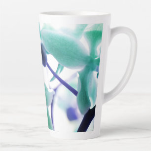 Elegante weiche grüne blaue Orchid-Print-Latte-Tas Milchtasse