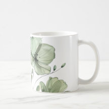 Elegante weiche grüne Blumenillustration Kaffeetas