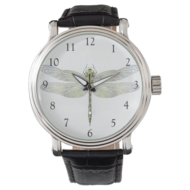 Elegante, weiche Libelle zeichnend Armbanduhr (Vorderseite)