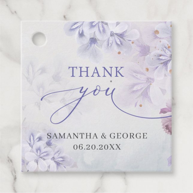 Elegante weiche Pastellblumen lila Frühlingsblumen Geschenkanhänger (Vorderseite)