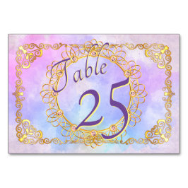 Elegante weiche Pastelle & Gold Tischnummer