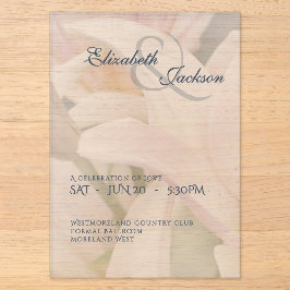 Elegante weiche romantische Blumen-Lilie-Script-Ho Acryleinladungen