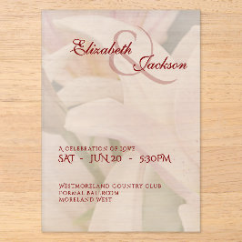 Elegante weiche romantische Blumen-Lilien-Schrift  Acryleinladungen