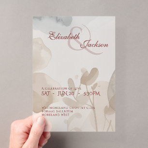 Elegante weiche romantische botanische Schrift Hoc Acryleinladungen
