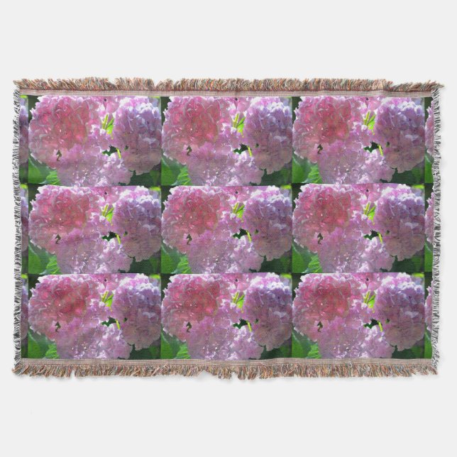Elegante weiche rosa Blumen rosa Hydrangeas-Rose Decke (Vorderseite)