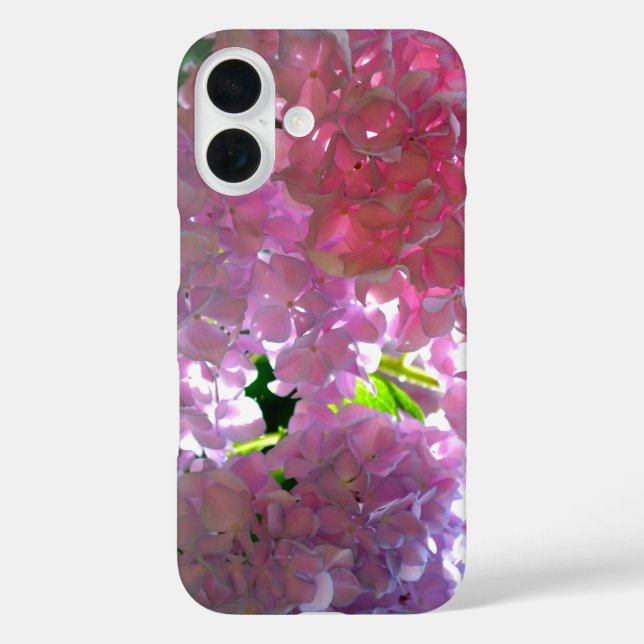Elegante weiche rosa Blumen rosa Hydrangeas-Rose iPhone 16 Hülle (Rückseite)