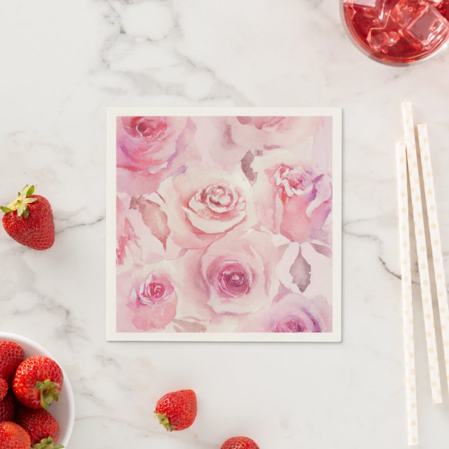 Elegante weiche Rosa Rosenblüte, bohelle Liebe Serviette (Beispiel)
