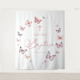 Elegante weiche, rosa Schmetterlingstaufe Wandteppich