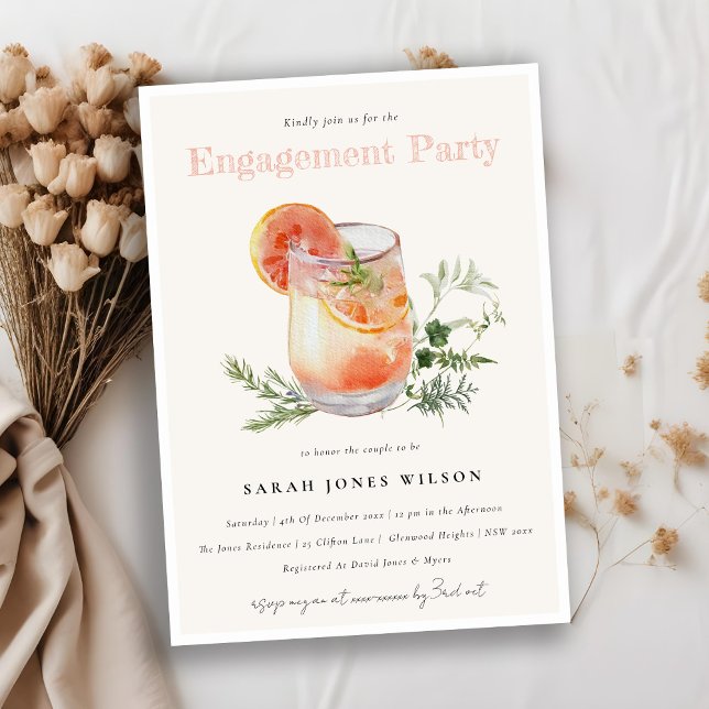 Elegante weiche, rosafarbene, orange Cocktail-Verl Einladung (Von Creator hochgeladen)