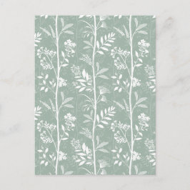 Elegante weiche Salbei-Grün-Wildblumen-Silhouetten Postkarte