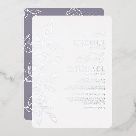 Elegante weiche Violette Minimal Silberleaf Hochze Folieneinladung
