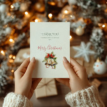 Elegante Weihnachten Dankeschön Karte in Grün und 