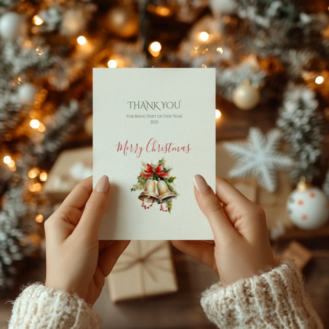 Elegante Weihnachten Dankeschön Karte in Grün und  (Classic Christmas Elegance thank you card — elegant holiday thank you card for family or corporate.)