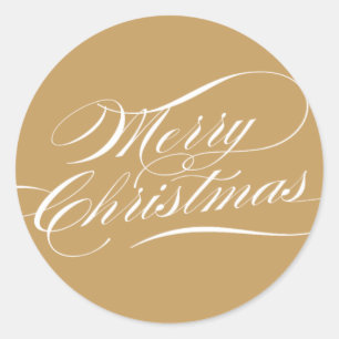 Elegante Weihnachten   Gold Runder Aufkleber